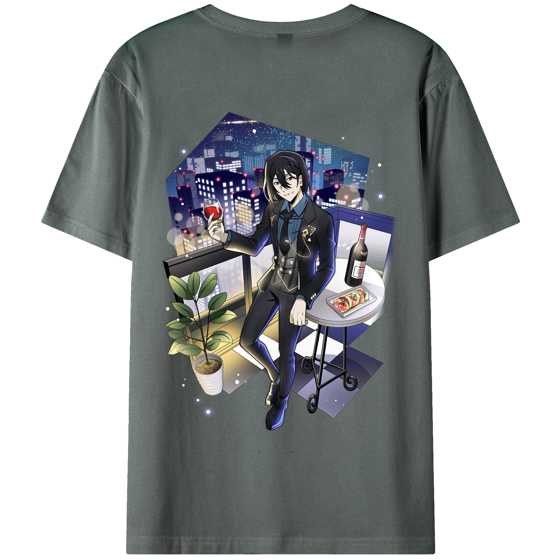 （画像用） 文豪ストレイドッグス Bungo Stray Dogs 綿100％ メンズ半袖Tシャツ（バックプリント） 通気性